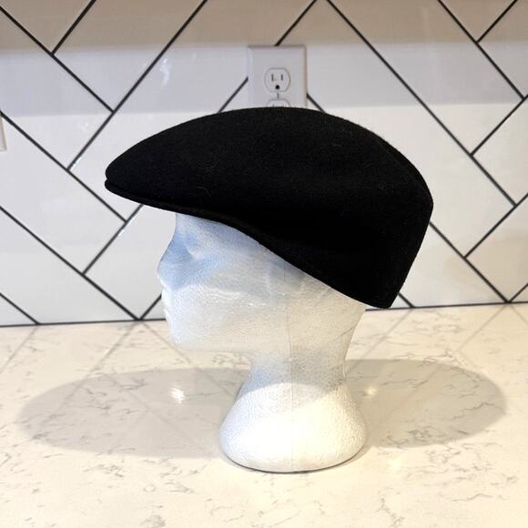 Scala black wool newsboy cap Peaky Blinders minimalist size S/M 23” unisex - Picture 2 of 7